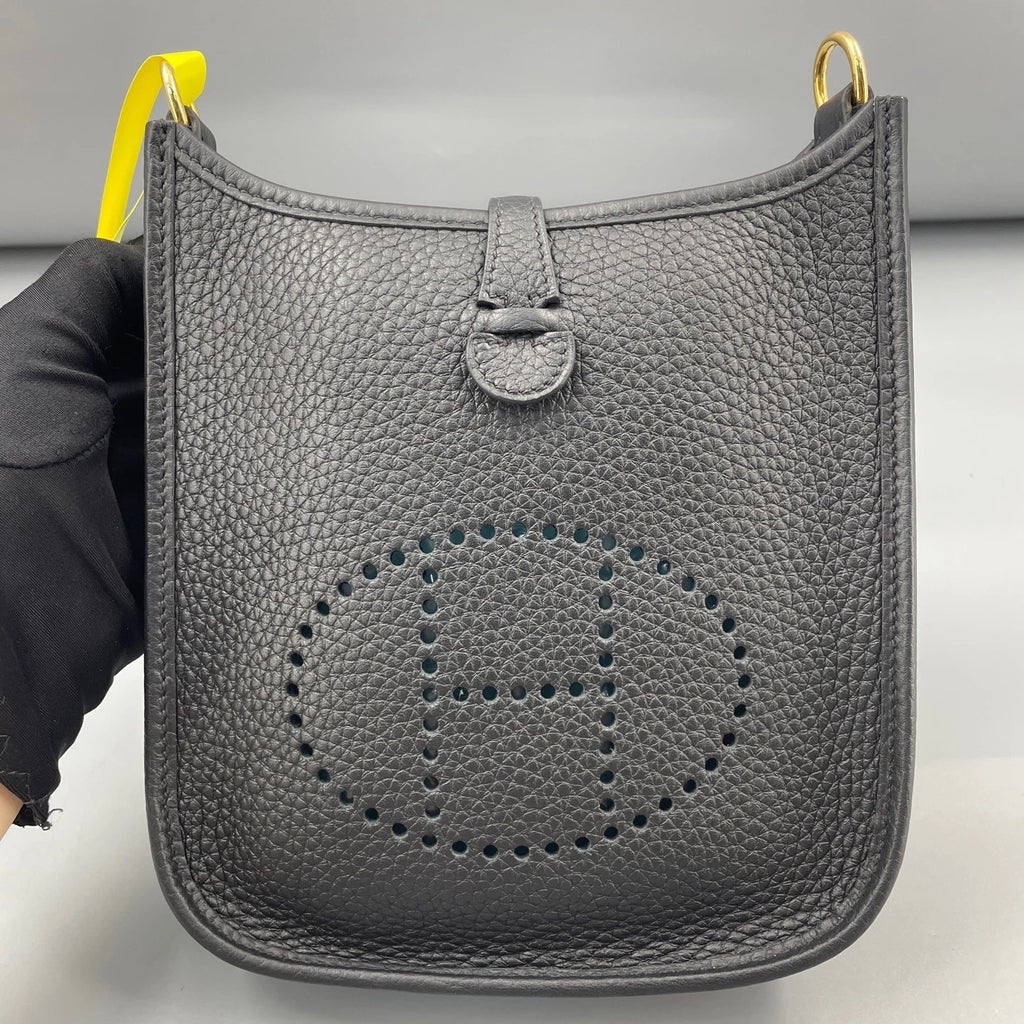 Hermes Evelyne Mini Crossbody Bag Black Gold For Women
