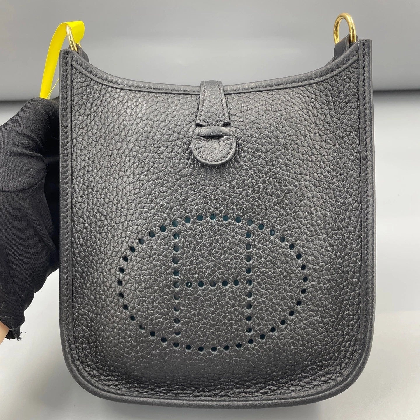 Hermes Evelyne Mini Crossbody Bag Black Gold For Women