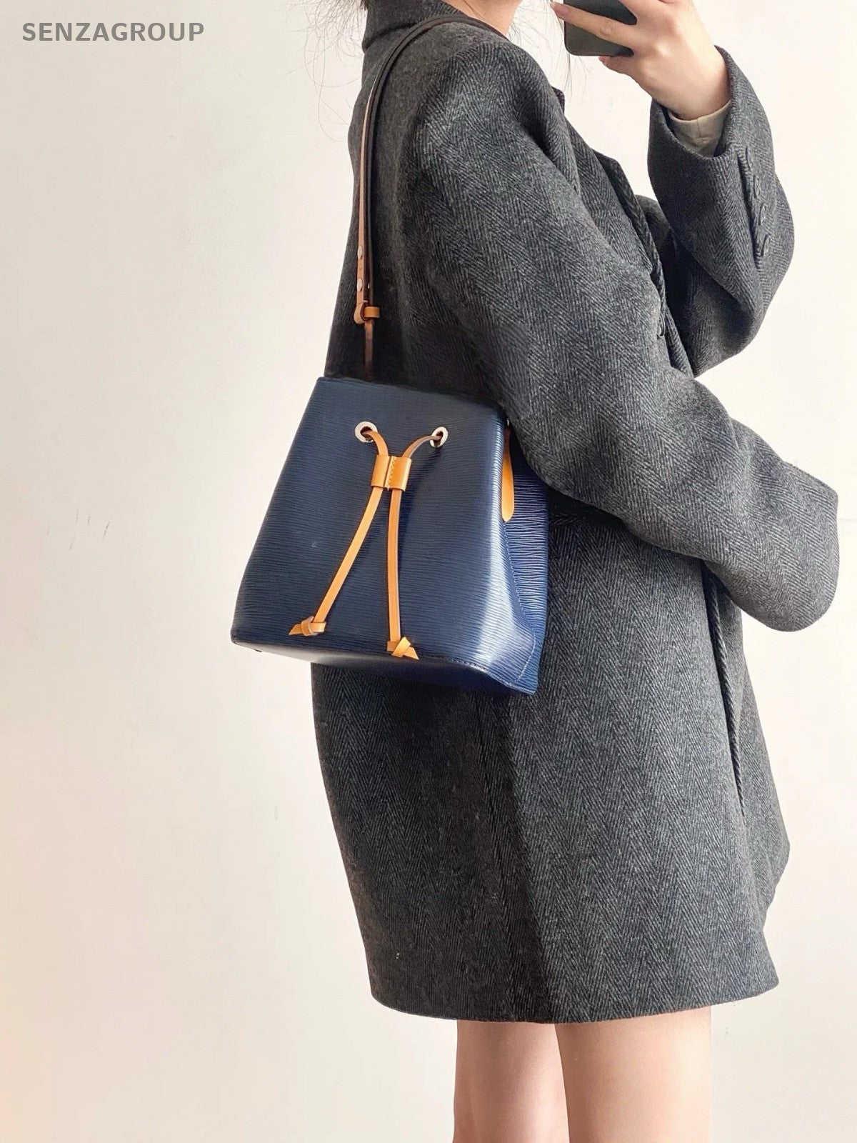 Louis Vuitton NeoNoe BB Epi Leather 2way Shoulder Handbag Women Blue Yellow