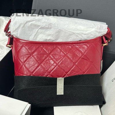 Chanel Gabrielle Small Red Quilted Bag Gold Hardware