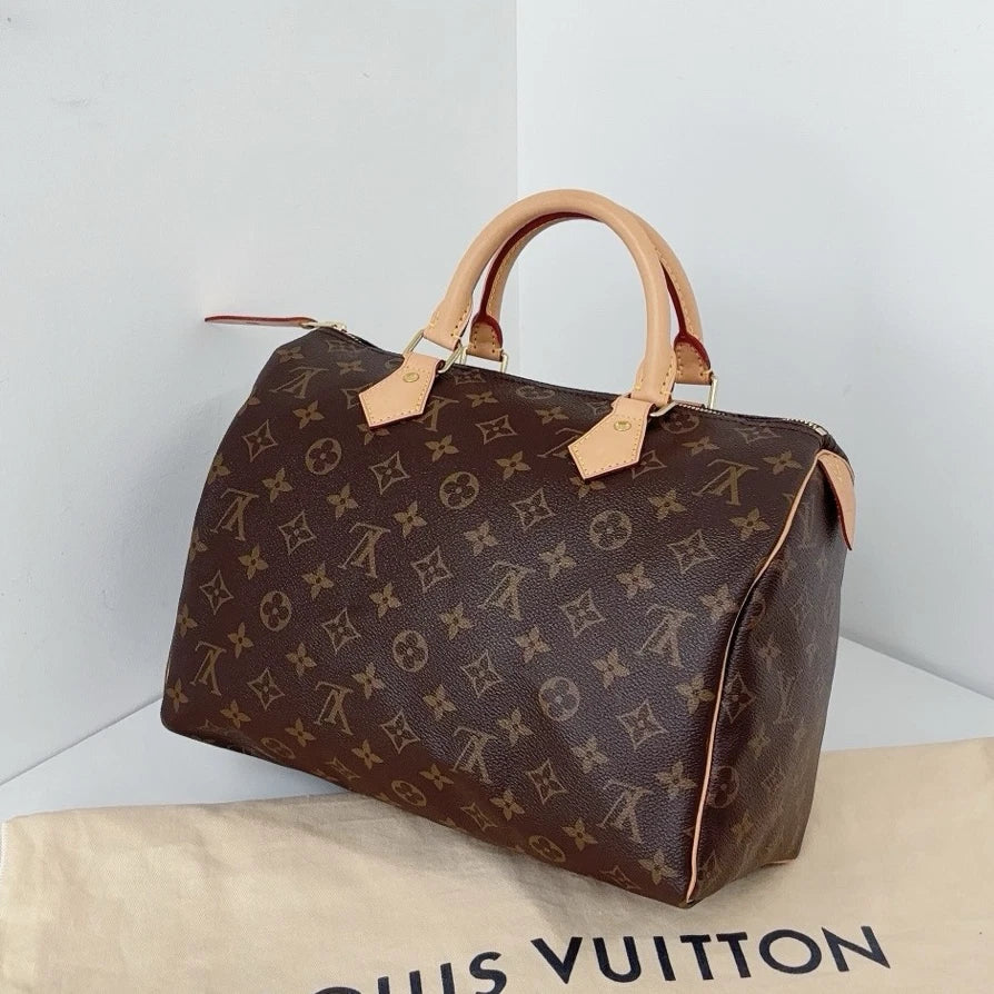Excellent Louis Vuitton Speedy30 Monogram Canvas Handbag Gold Hardware No Strap
