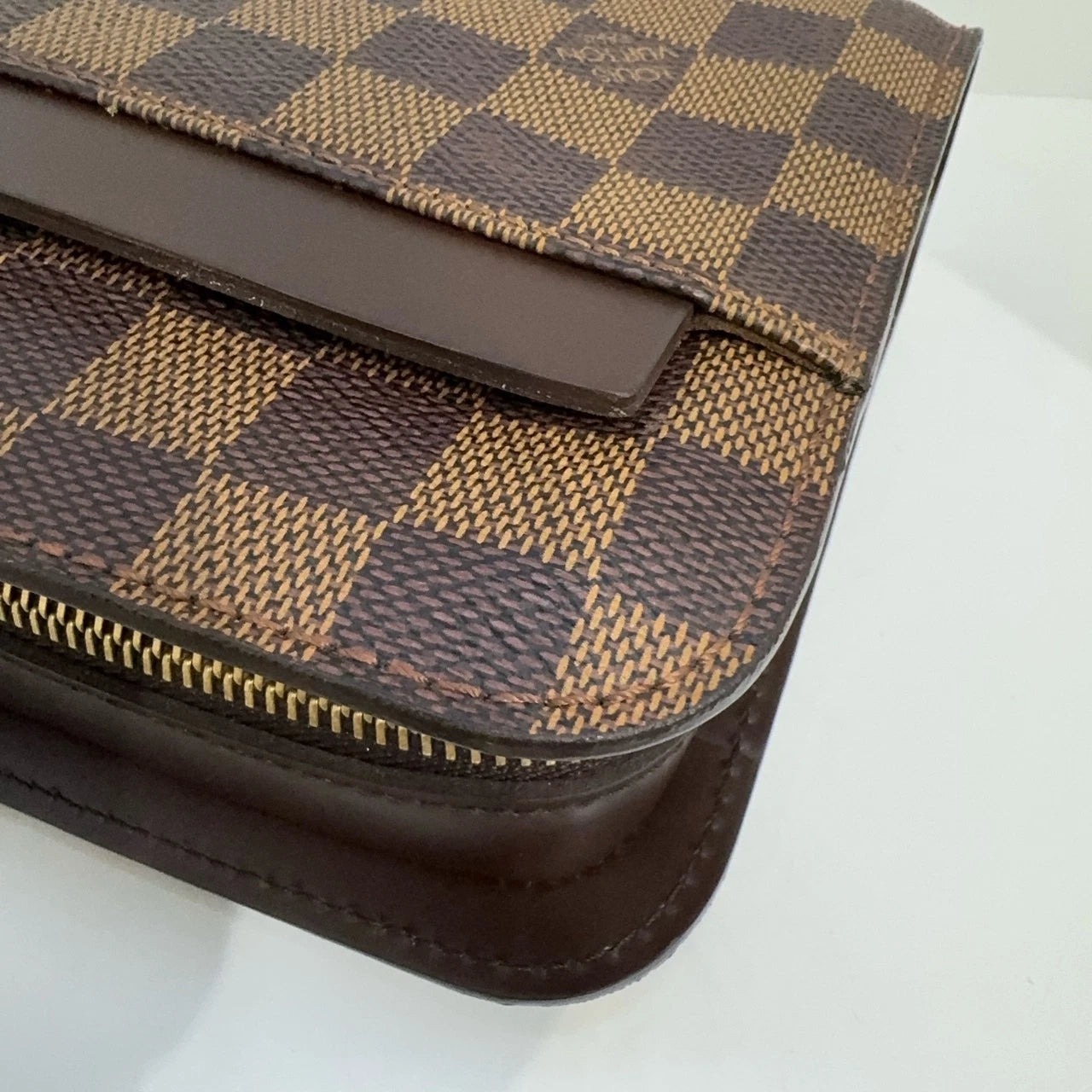 Louis Vuitton Damier Logo Patch Brown Clutch Bag For Women