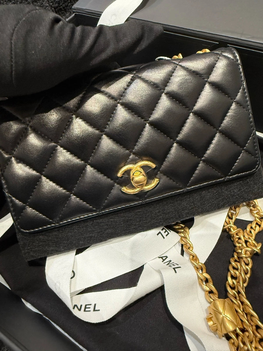 New CHANEL Gold Pillar Adjustable WOC Crossbody Bag For Women