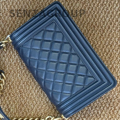 Chanel Blue Calfskin Small Boy Bag Chain Shoulder Crossbody