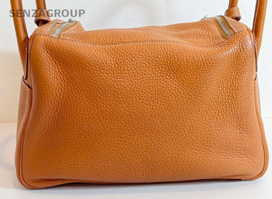 Hermes lindy30 Calfskin Hand bag Shoulder Bag Brown Silver Used Women Classic