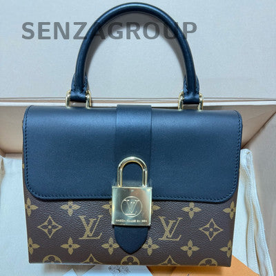 Louis Vuitton Monogram Locky BB Black Gold Lock Handbag Women Classic