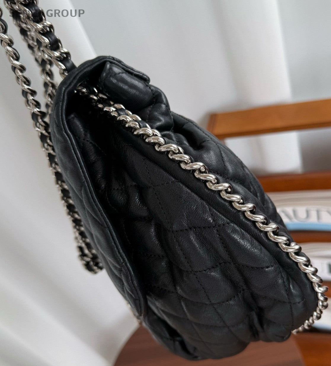 CHANEL Chain Around Shoulder bag Black silver Calfskin