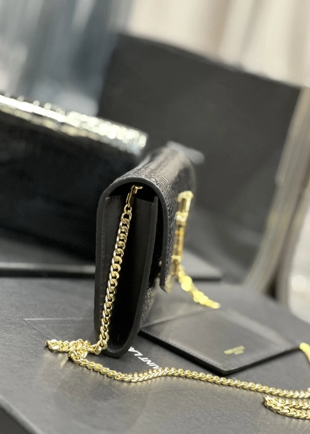 Saint Laurent Croc Embossed Logo WOC Shoulder Crossbody For Women