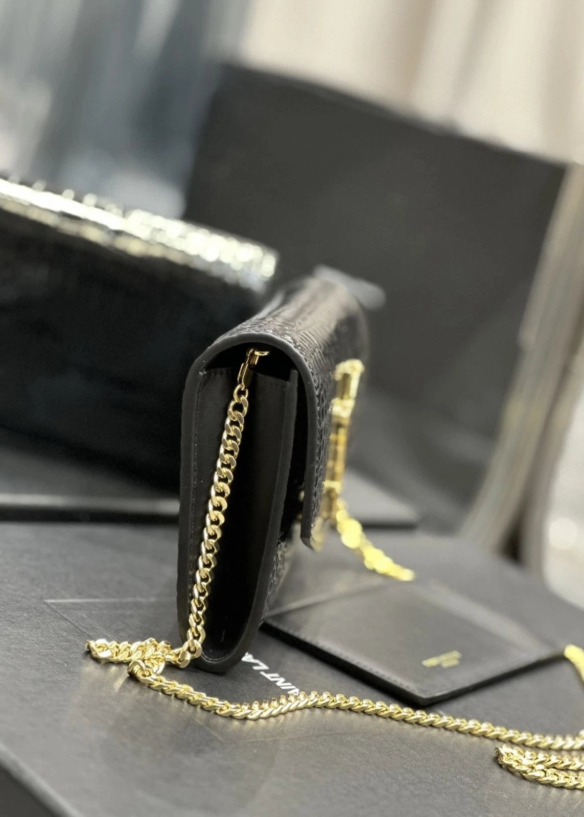 Saint Laurent Croc Embossed Logo WOC Shoulder Crossbody For Women