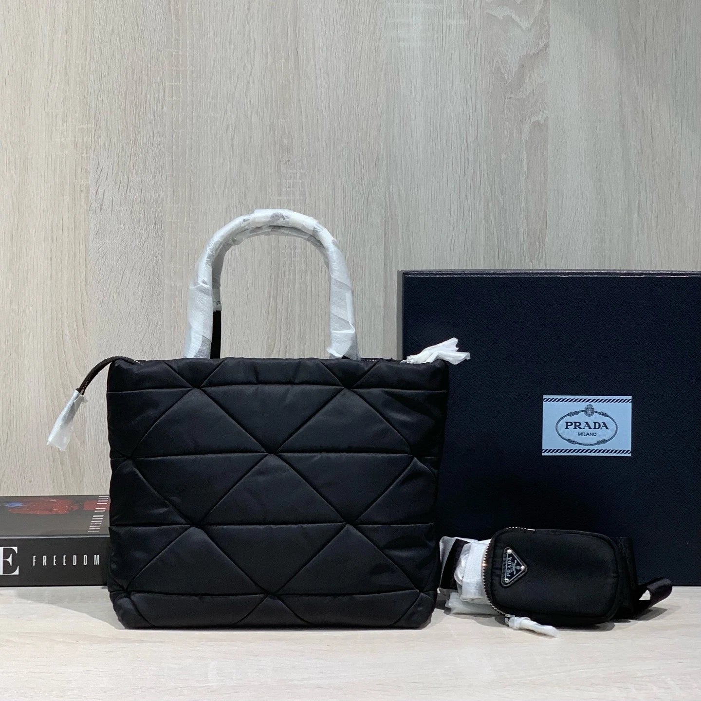 PRADA Black Nylon Tote Bag For Women