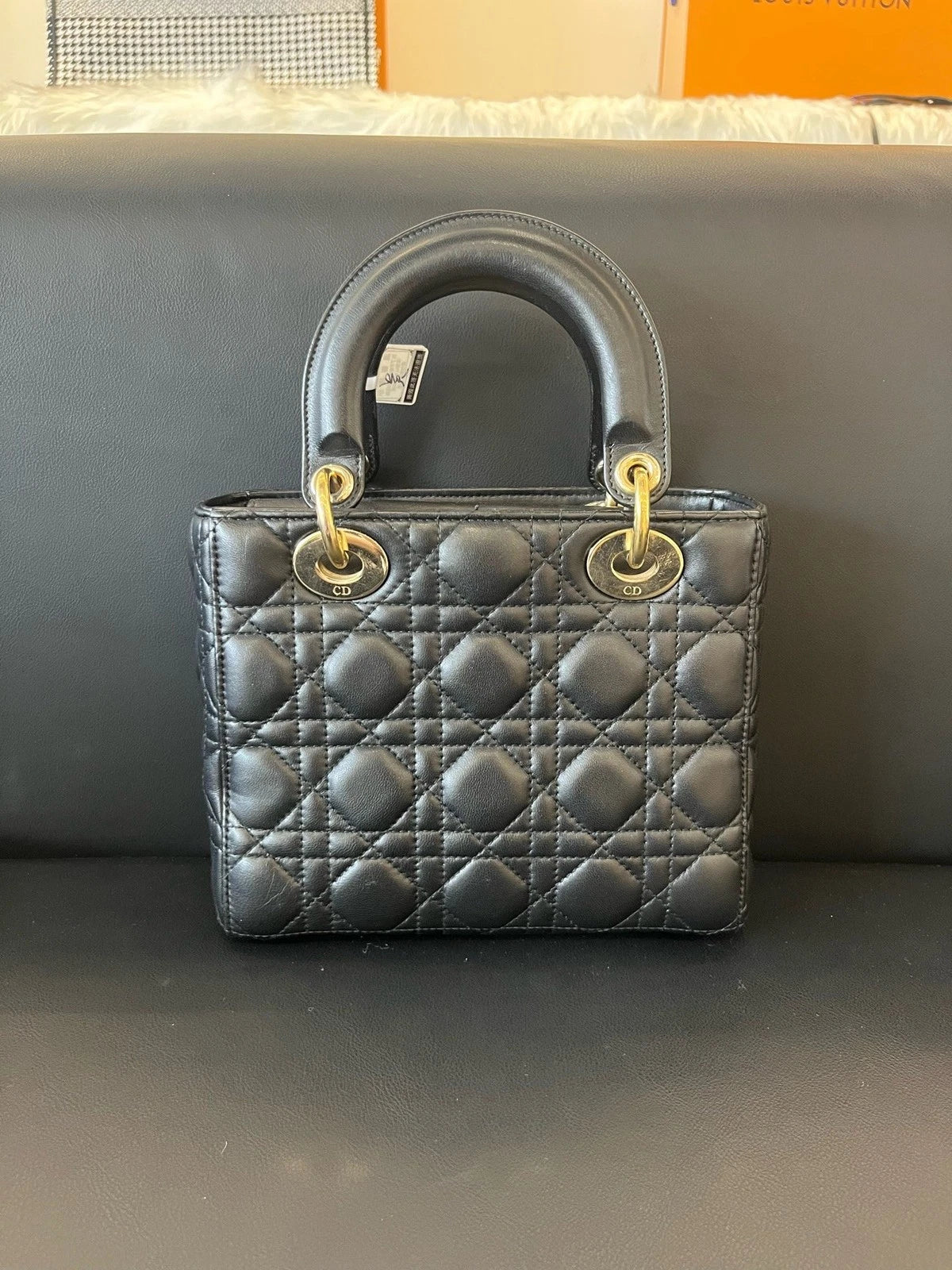 Dior Lady Dior Lambskin Crossbody Handbag Excellent