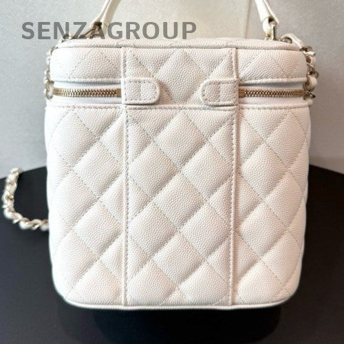 Chanel Diamond Chain Shoulder Bag Crossbody White Gold Women Classic Designer