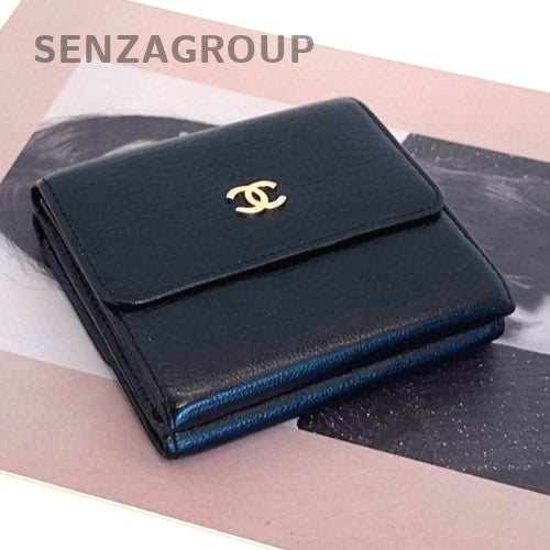 CHANEL CC Wallet Card Pack Calfskin Black Gold