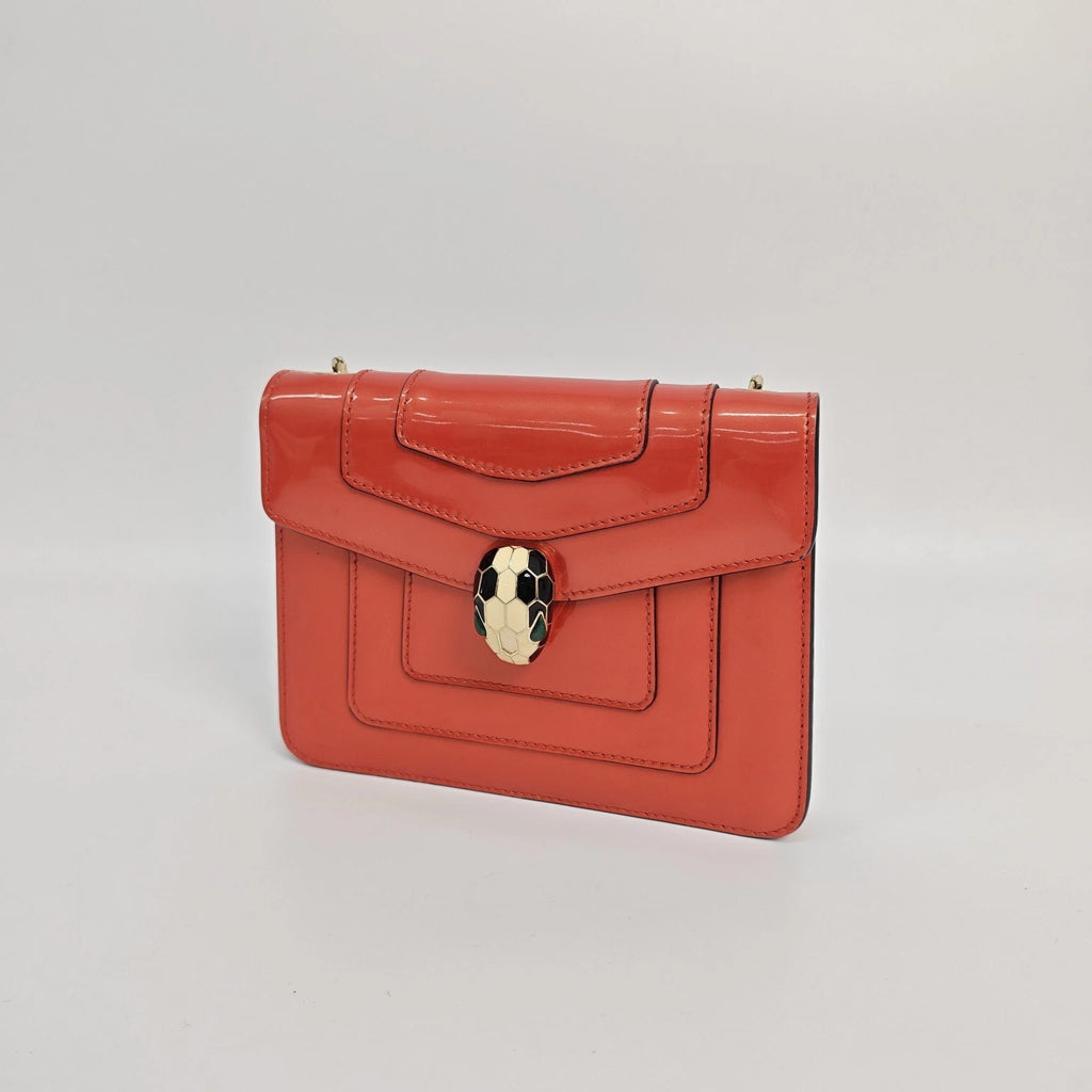 Bvlgari Serpenti Red Small Leather Shoulder Handbag Crossbody Bag For Women