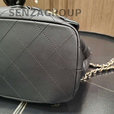 Chanel Quilted Chain Backpack Small Black Gold Classic Fashion Women