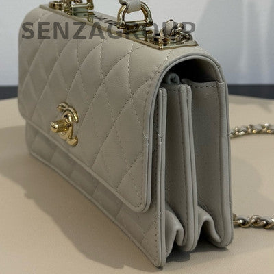 Chanel Trendy CC WOC Grey Lambskin Chain Shoulder Crossbody Bag
