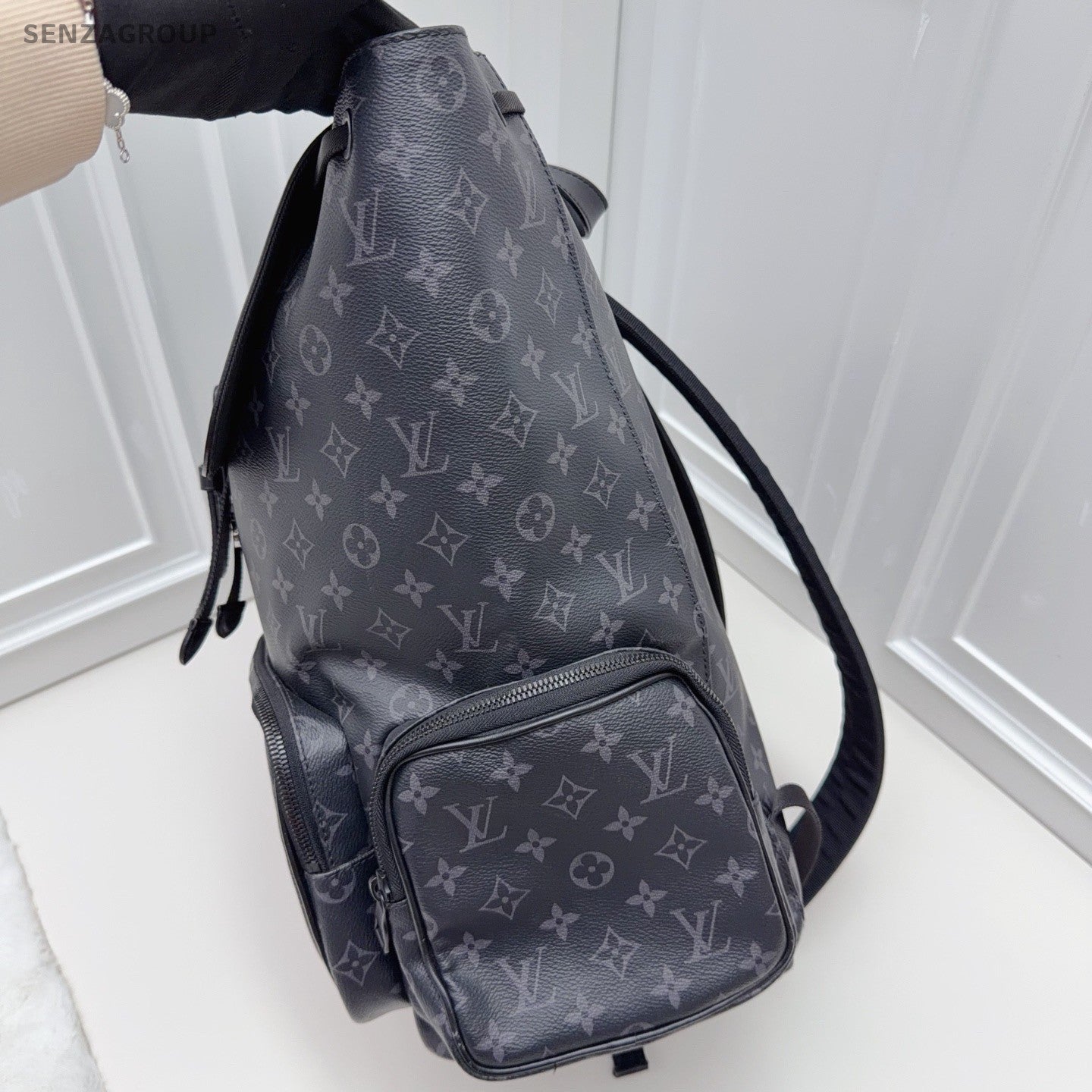 Louis Vuitton Trio Monogram Backpack Black Unisex Adults Classic