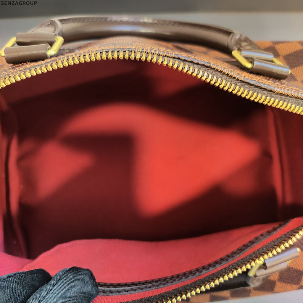 Louis Vuitton Speedy 30 Damier Ebene Shoulder Bag Brown Gold Hardware