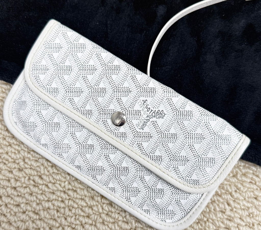 Goyard Monogram GM Canvas Tote Shoulder Bag With Pouch Women White.