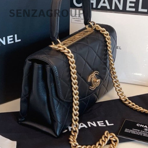 Chanel Trendy CC Handle PM Chain Crossbody Black Gold Women Classic Fashion