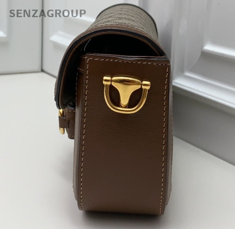 Gucci Horsebit1955 Mini Ophidia Chain Shoulder Bag Brown Gold Women Classic