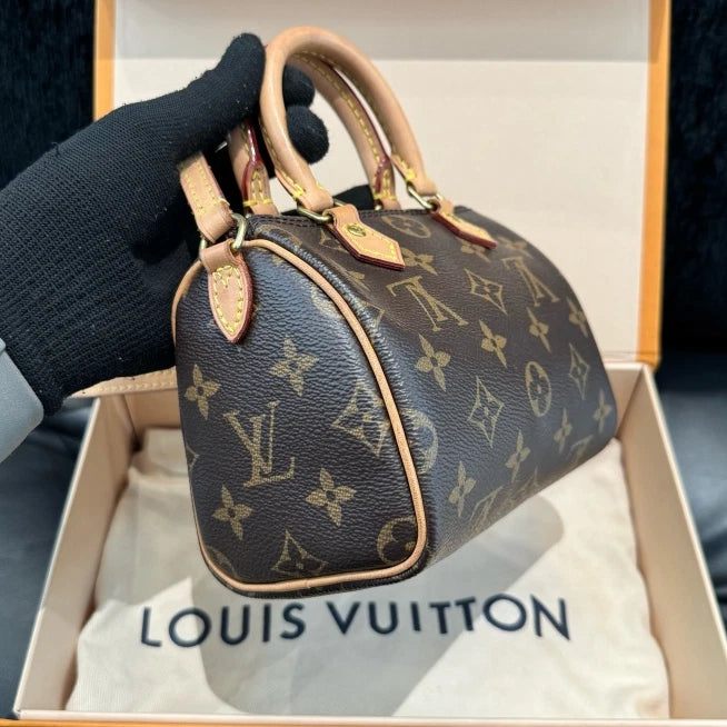 Louis Vuitton Speedy Nano Top Handle Shoulder Crossbody Bag Brown Women D