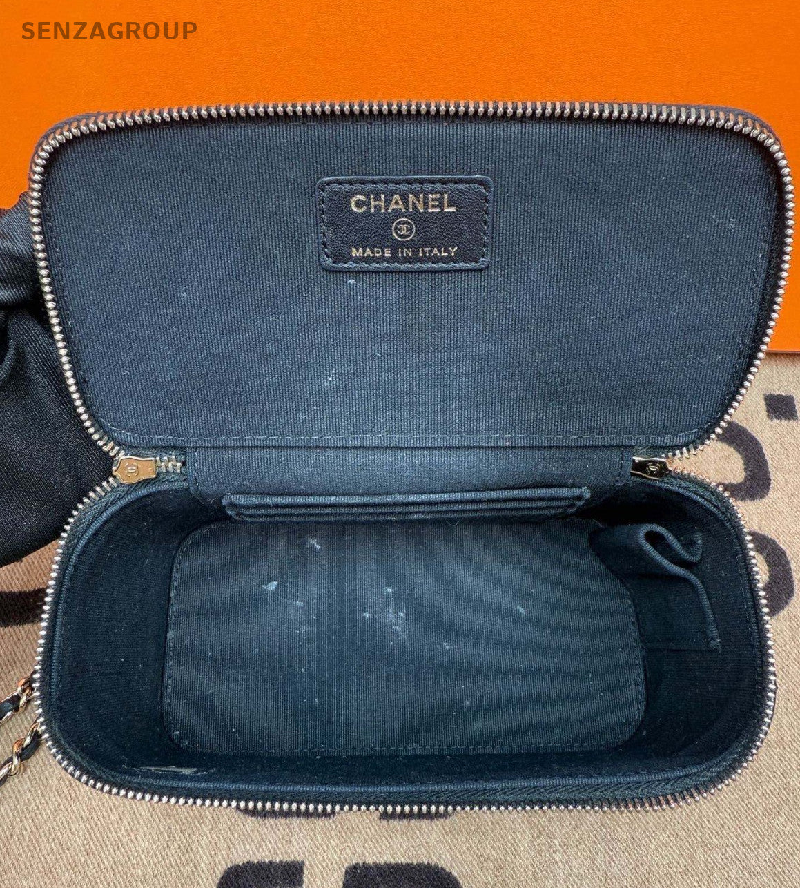 Chanel Lambskin Diamond Box Top Handle Bag Chain Crossbody Black Gold Women
