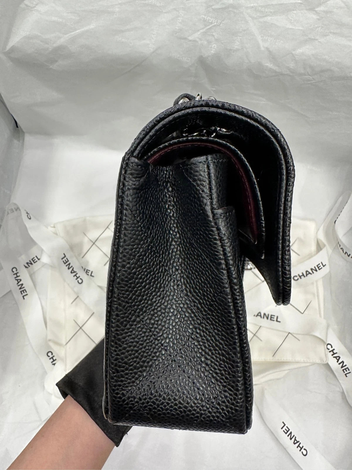 CHANEL Classic Flap Small Black Leather Shoulder Bag For Women