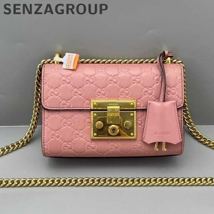 Gucci Small Pink Chain Shoulder Bag - Women's Moonlight Box