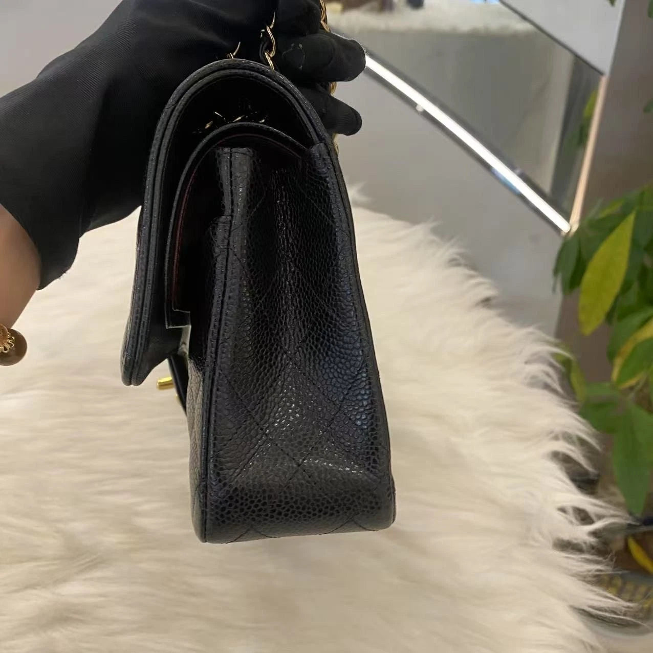 Chanel Classic Flap Medium Black Caviar Leather Chain Shoulder Bag