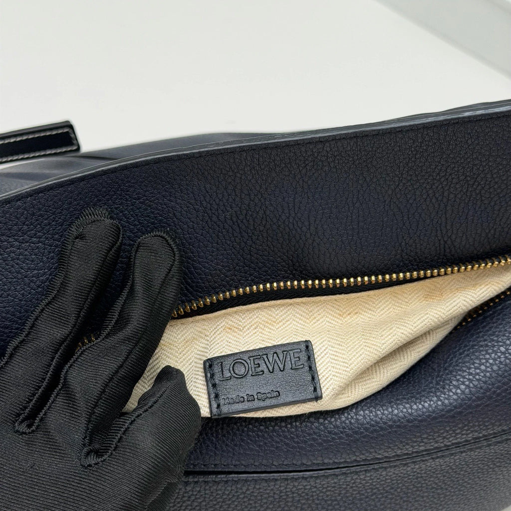Loewe Puzzle Navy Calfskin Top Handle Crossbody Bag Gold Hardware Women