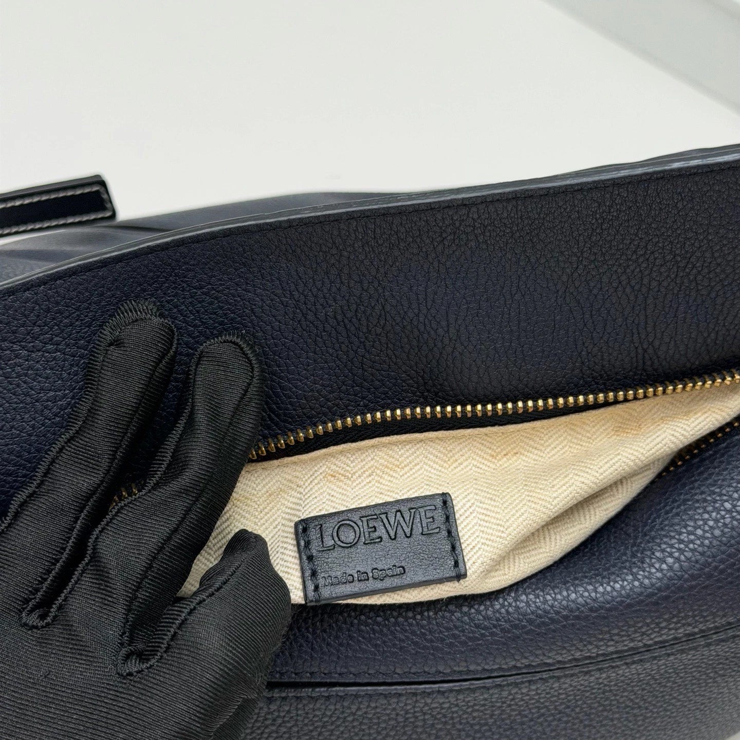 Loewe Puzzle Navy Calfskin Top Handle Crossbody Bag Gold Hardware Women