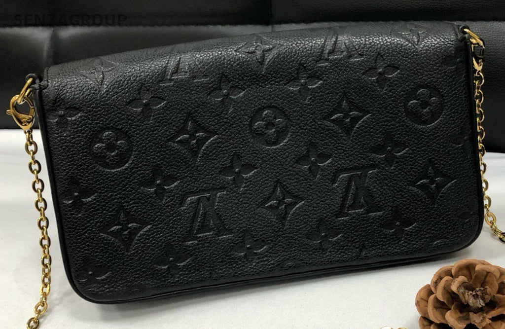 Louis Vuitton Chain 2Way Shoulder Bag Crossbody Black Gold Women Classic