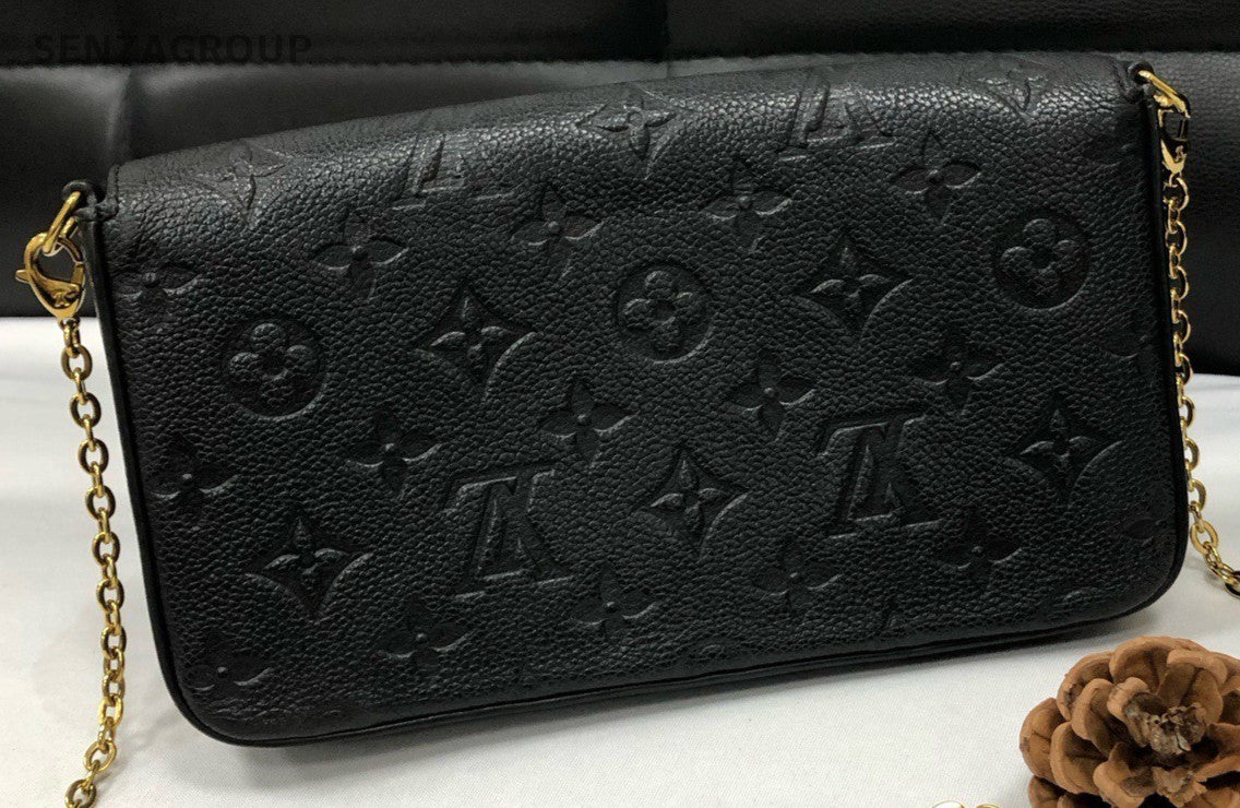 Louis Vuitton Chain 2Way Shoulder Bag Crossbody Black Gold Women Classic