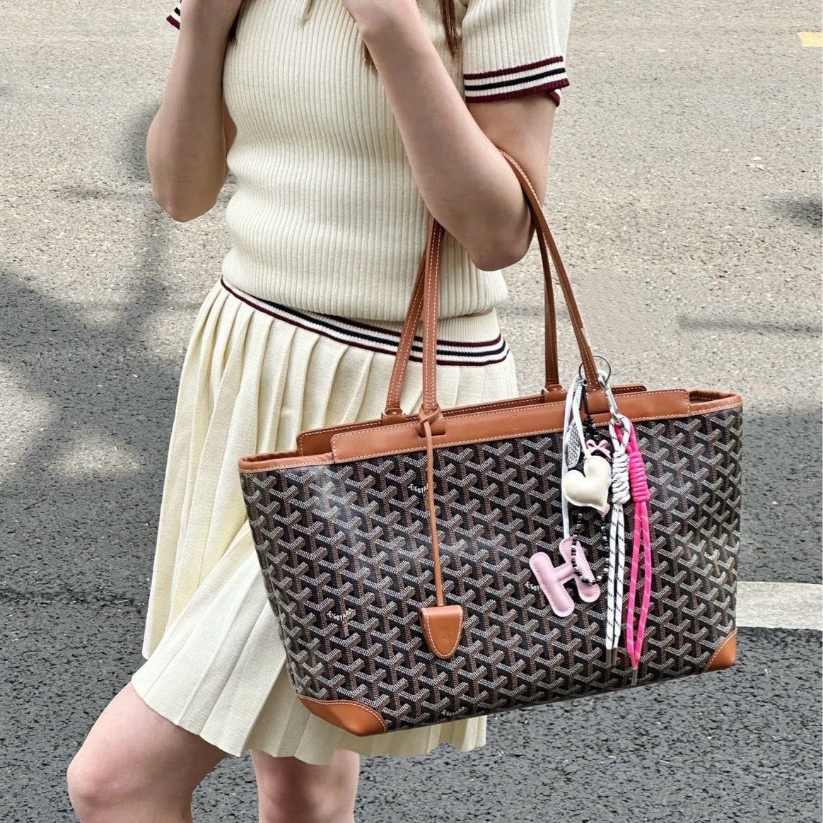 Goyard Bellechasse Monogram Handbag Shoulder Bag Black Brown Women Classic