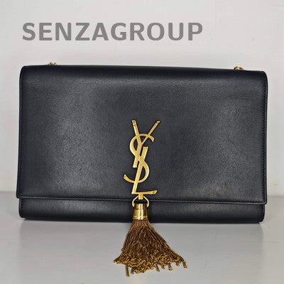 Saint Laurent Black Gold Chain Fringe Shoulder Crossbody Bag Classic