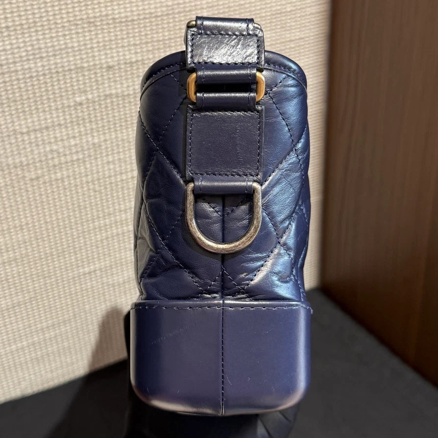 Chanel Gabrielle PM Diamond Blue Chain Shoulder Bag Crossbody Gold Hardware