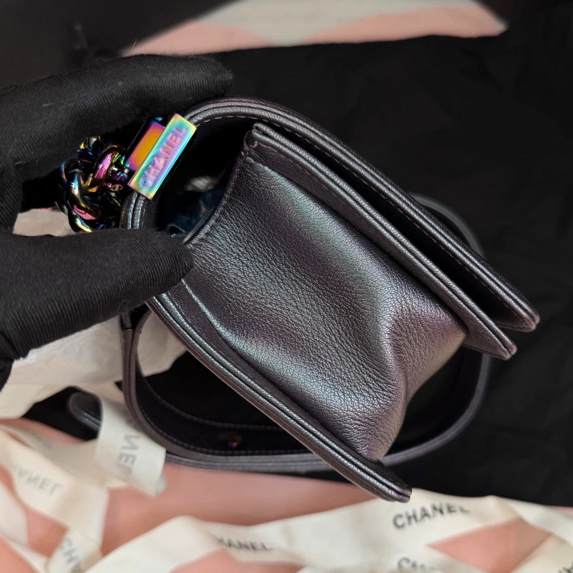Chanel Leboy Iridescent Mermaid PM Shoulder Bag Black Women Classic Designer