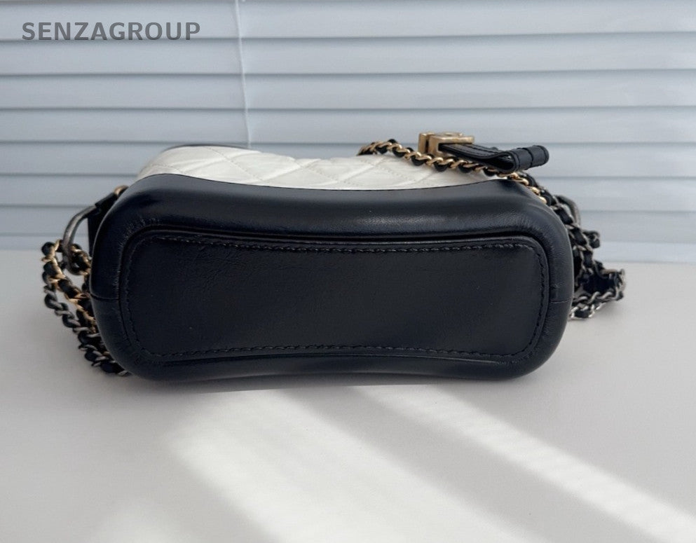CHANEL Gabrielle PM Chain Strap Shoulder bag Women Black White