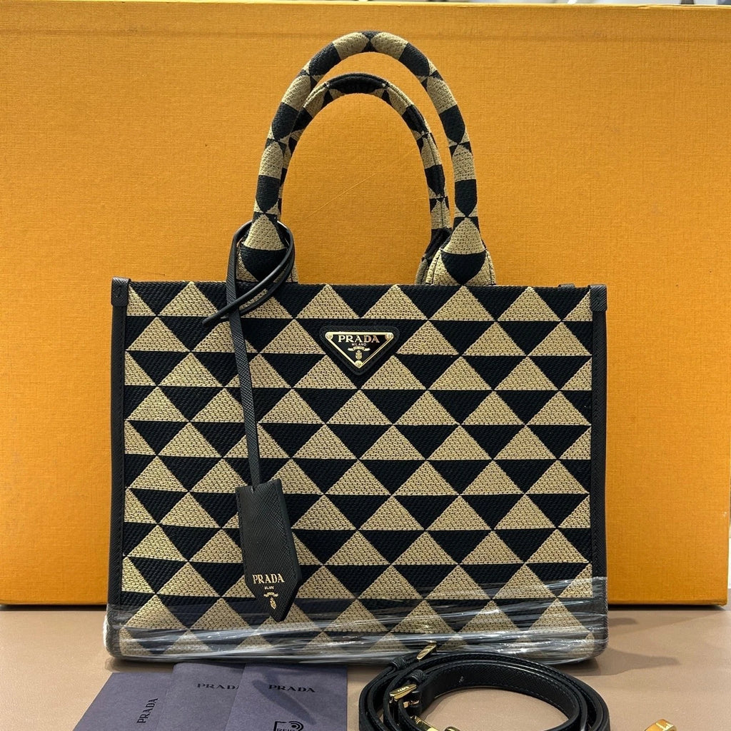 Prada Symbole PM Tote Handbag Crossbody Black Used Women Classic Designer