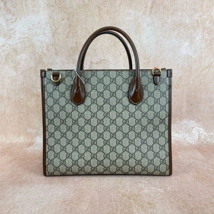 Gucci Retro Canvas Monogram Caramel Tote Bag For Women