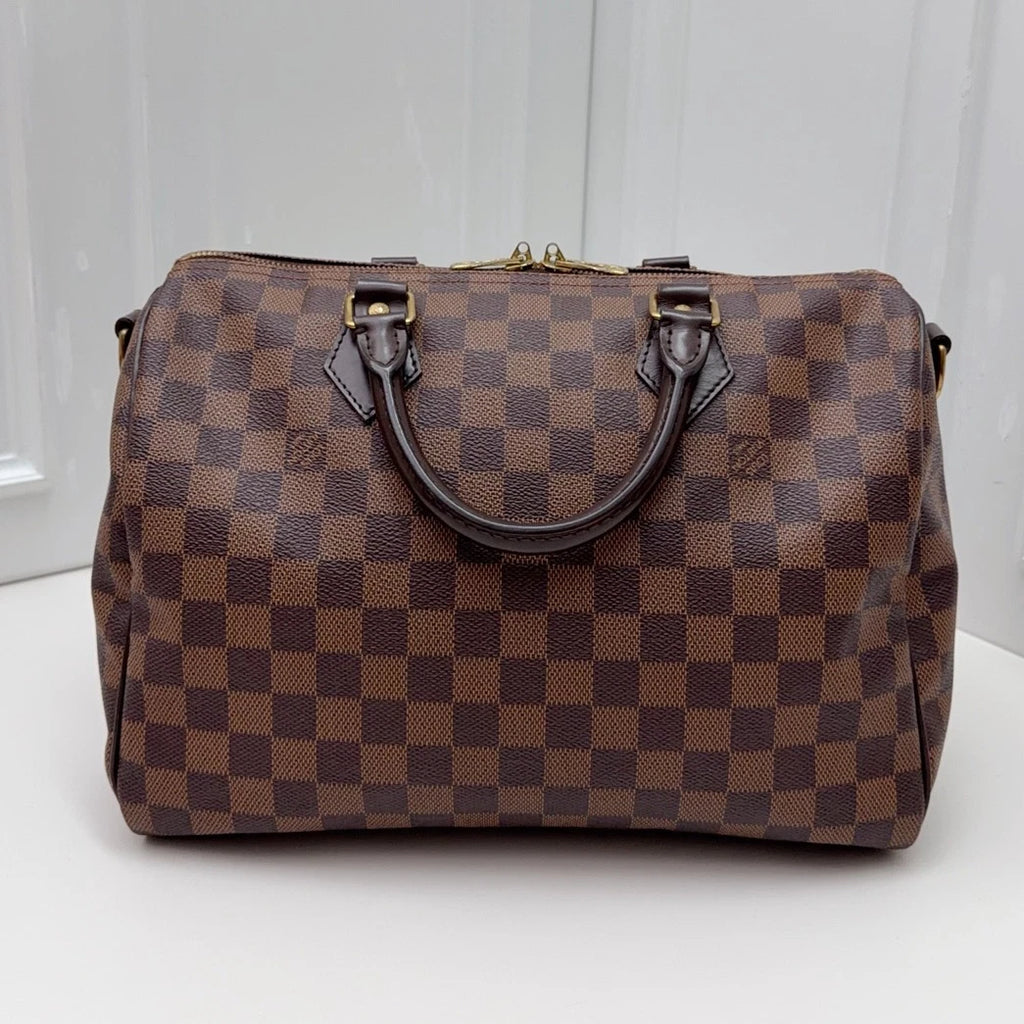 Louis Vuitton Speedy 30 Monogram Tote Top Handle Crossbody Brown Unisex