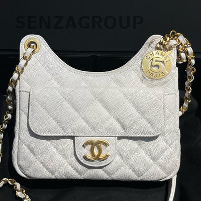 Chanel White Calfskin Chain Shoulder Crossbody Bag - Fashion Women