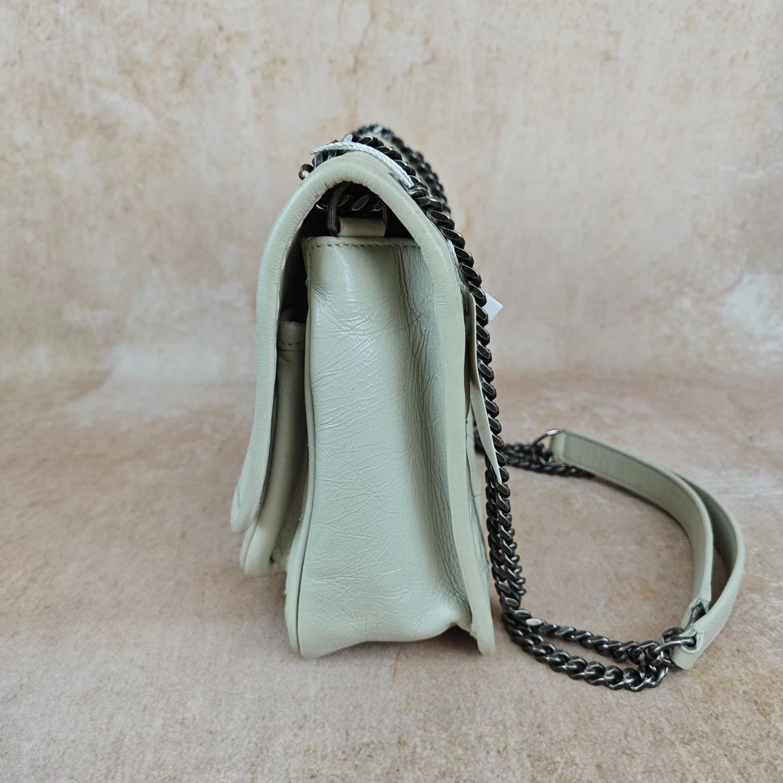 YSL Niki Small White Wax Leather Shoulder Crossbody Bag For Women