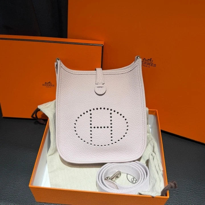 Hermes Evelyne16 Mini TC Leather Shoulder Bag Crossbody Purple Silver Women D