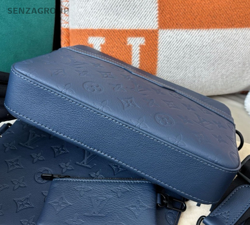 Louis Vuitton Trio Monogram Shoulder Bag Blue Black Unisex Adults Classic