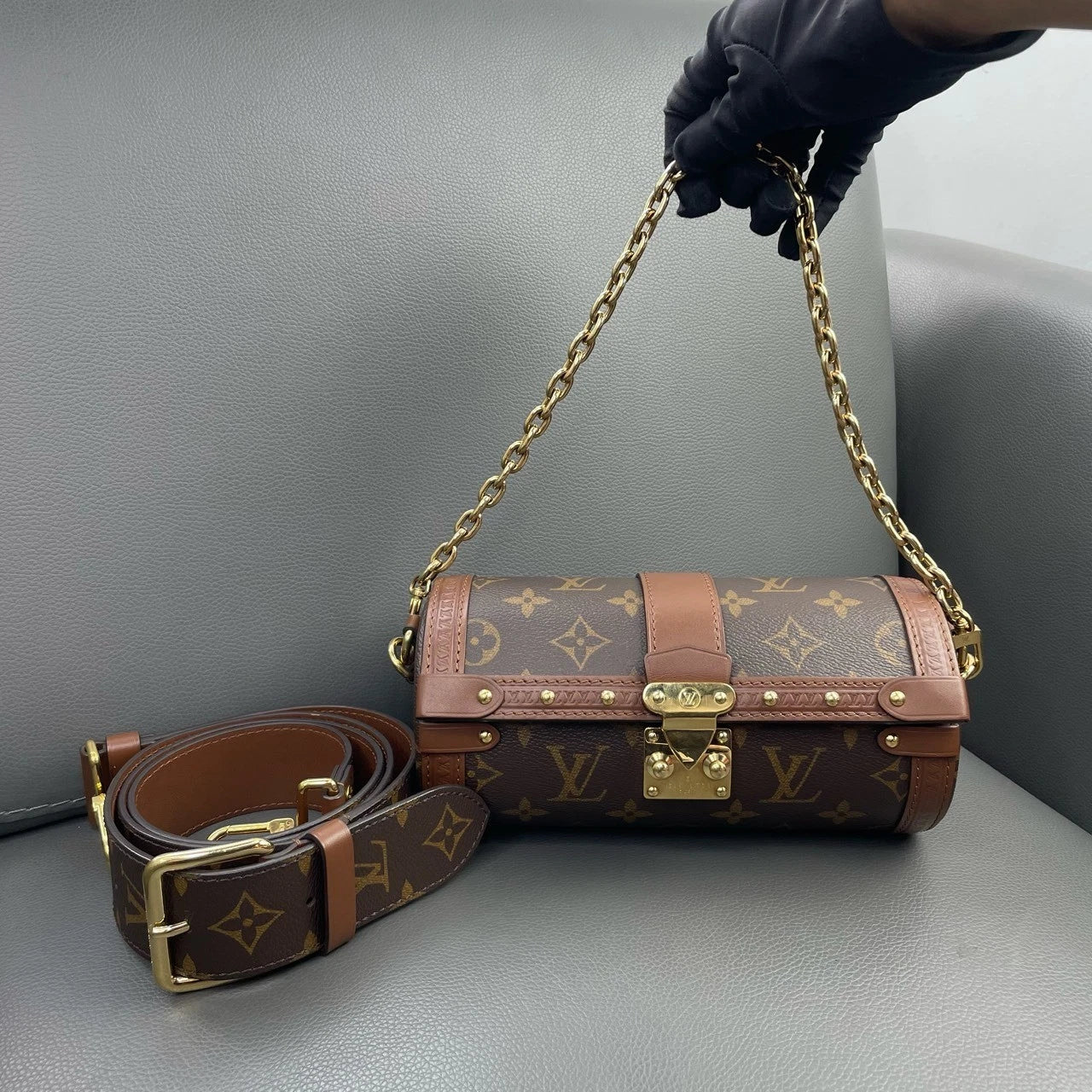 Louis Vuitton Monogram Canvas Papillon Trunk Cylinder Crossbody Women