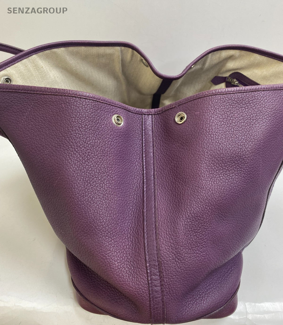 Hermes Garden Party36 Top Handle Bag Purple Silver Used Women Classic Fashion