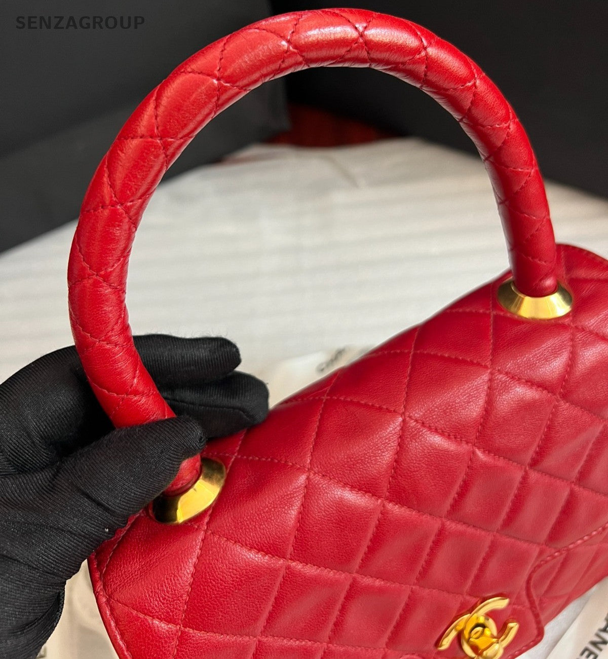 CHANEL Classic Kelly Red gold Top handle handbag