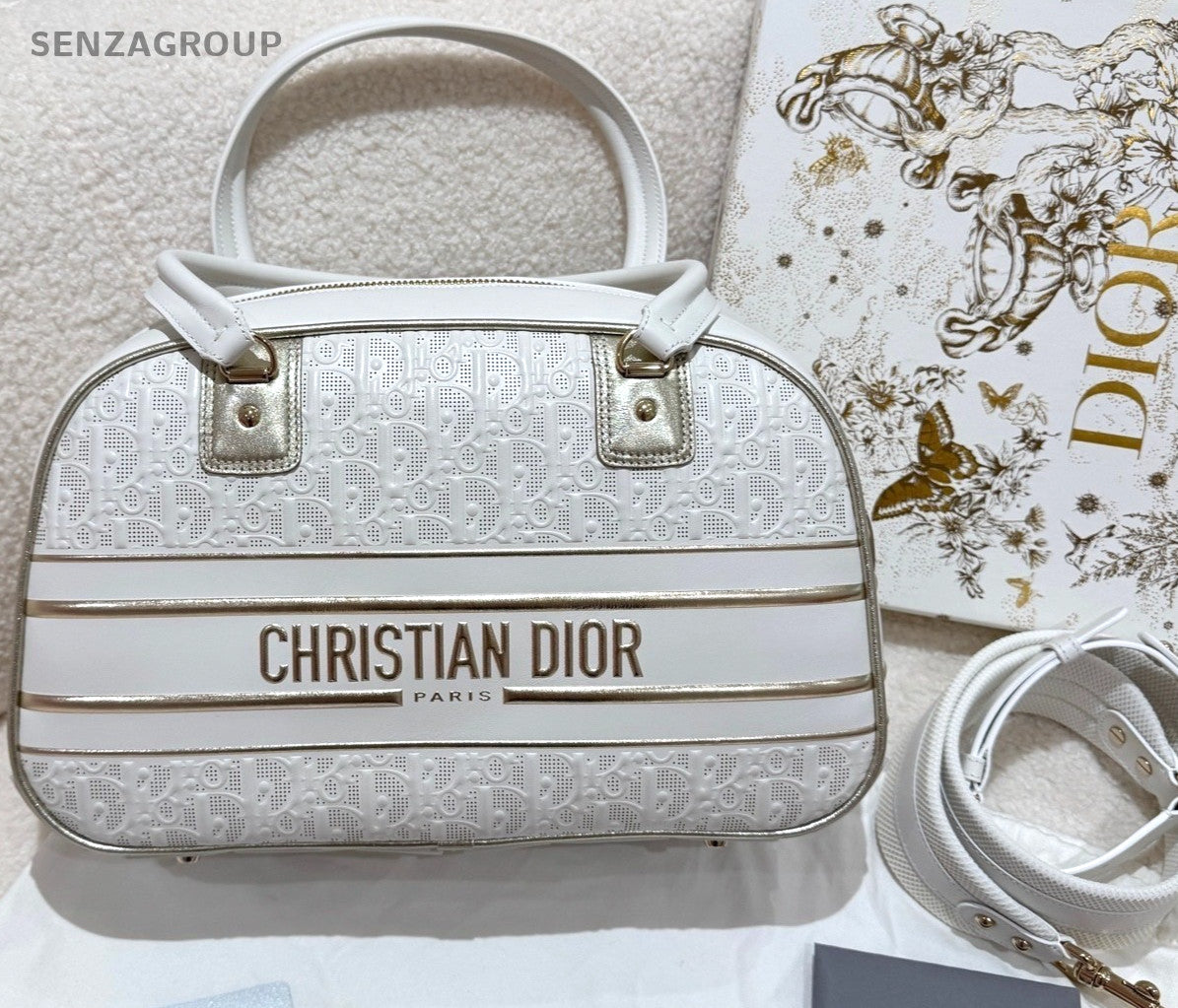 Christian Dior Vibe MM Top Handle Shoulder Crossbody Bag White Women